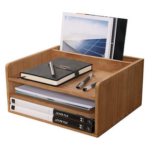 Wooden Three-Layer Standing Desk Organizer <b>Shelf</b> for School and Table Use Save Space Easy Installation Document Storage - Product Image 1