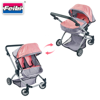 Poussette double Dollri Starri Deluxe avec siège convertible, roues avant pivotantes et guidon réglable, jouets pour poussette