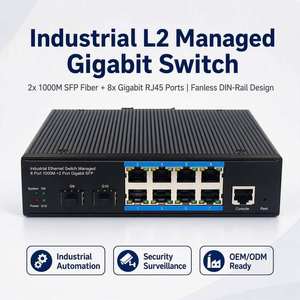 สวิตช์อีเธอร์เน็ตอุตสาหกรรมแบบจัดการได้ รองรับกิกะบิต 8 พอร์ต 2 SFP ติดตั้งบนราง DIN แบบไร้พัดลม สวิตช์เครือข่าย L2 ตัวเรือนโลหะ ทนอุณหภูมิสูง - Product Image 2