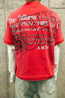 T-shirt à manches longues Yingling Waffle Panel avec logo en strass pour homme, coupe ample, impression DTG, vente en gros
