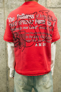 T-shirt à manches longues Yingling <span class=keywords><strong>Waffle</strong></span> Panel avec logo en strass pour homme, coupe ample, impression DTG, vente en gros - Product Image 4