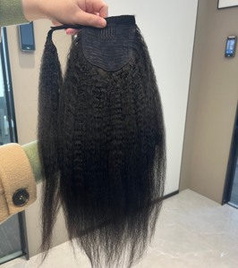 Economica Estensione di Capelli Umani Vergini Vietnamiti al 100% Body Wave Kinky Straight, Coda di Cavallo Avvolgente con Clip - Product Image 6