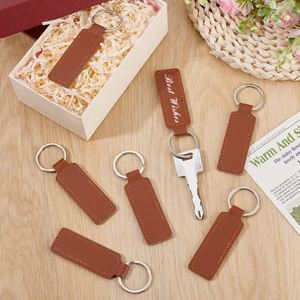 Rectangle PU Leather Laser Engraving Keychains with <b>Rings</b> Car <b>Key</b> <b>Ring</b> Holder Blanks <b>Key</b> Chains for Stamping DIY Crafts - Product Image 2