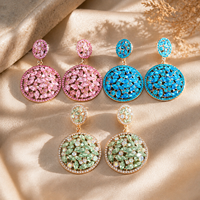 Boucles d'oreilles pendantes double cercle ajourées en alliage avec zircone cubique, style vintage bohème, bijoux fantaisie, vente en gros, cadeau