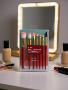 Set di 8 Pennelli da Trucco con Manico in Plastica, Setole Sintetiche, Ghiera Rotonda H2-97 - Product Image 2