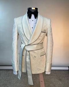 Cenne Des Graoom nouveau costume <span class=keywords><strong>homme</strong></span> Paisley <span class=keywords><strong>smoking</strong></span> pour mariage Double boutonnage châle velours revers veste 2 pièces avec ceinture - Product Image 2