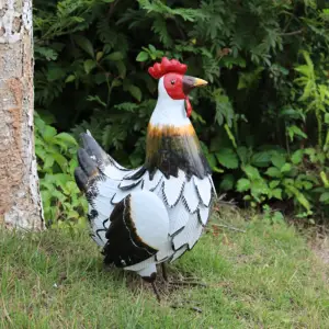 Dekorasi halaman taman ayam jantan logam seni keluar pintu dekorasi keluarga taman