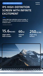 Bán buôn New toai hiệu suất cao 15.6-inch PC Intel n5095 Quad Core win10 hệ thống kinh doanh máy tính xách tay máy ảnh 180 mở - Product Image 3
