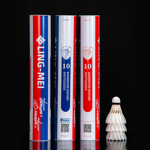 Volants de <span class=keywords><strong>badminton</strong></span> Lingmei 10 en plumes de canard blanc, marque d'usine, utilisés pour l'entraînement en club - Product Image 1