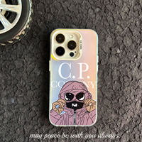 Coque de téléphone tendance rose motif homme avec chapeau, en PC, pour iPhone XR XS 11 12 13 14 Mini 15 16 17 Pro Max, de la marque CP Company