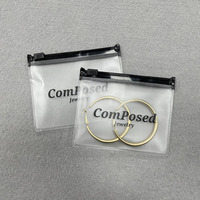 Bolsas de joyería con cierre de cremallera personalizadas de lujo, bolsa de joyería con cremallera de plástico transparente esmerilado, embalaje con logotipo, bolsas para pendientes de maquillaje