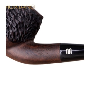 Muxiang Wooden Tobacco Pipe Bent Type Handcrafted Ebony Wood Grain Smoking Pipe For Personal Gift - Product Image 5