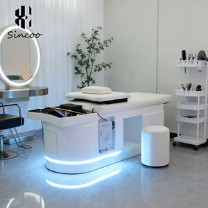 เตียงสระผมไฟฟ้าสไตล์ไทยระดับไฮเอนด์ พร้อมไฟ LED ระบบหมุนเวียนน้ำ พร้อมที่เก็บของ และระบบนวดศีรษะแบบสปา - Product Image 1