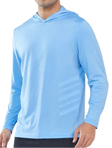 Vente en gros de sweats à capuche pour hommes avec fermeture éclair, respirants, brodés, protection solaire UPF 50+, Spandex/Polyester 100% coton léger - Product Image 1
