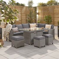 Audu Ensemble de meubles de patio avec table de foyer au gaz Couvercle en maille pour chauffage au propane carré pour pierre de lave-pour cour parc
