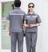 Ensembles de vêtements de travail en polyester à manches courtes haute visibilité pour l'été, avec logo personnalisé, certifiés CE, vêtements de protection respirants pour usine