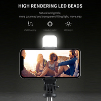 L02s Perche à selfie télescopique pliable sans fil en acier inoxydable de 1024 mm avec lumière d'appoint LED et fonction trépied pour appareil photo, rotation à 360 degrés