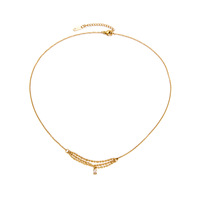 Collier unisexe ajustable en laiton plaqué or 18 carats avec pendentif zircon et perles multicouches, design de niche tendance, vente en gros