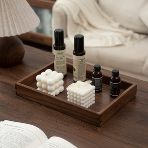 Walnut Wood <b>Storage</b> <b>Tray</b> Rectangle 30x20x4cm Solid Color For Home Coffee Table Organization - Product Image 1
