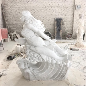 Personalizado diseño Popular de piedra de Arte de sirena de mármol con delfines - Product Image 2