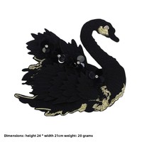 Patch décoratif DIY en tissu brodé de fleurs grandes et élégantes, perles de cygne noir et blanc, pour vêtements BD-024 Chine