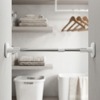Tringle de douche réglable en acier inoxydable, sans perçage, antidérapante, pour rideau de salle de bain ou fenêtre