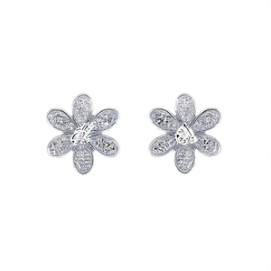 Orecchini E3625 in Oro Bianco con Diamanti Taglio Brillante Rotondo Colore G Naturali Stile Classico da Donna per Uso Quotidiano - Product Image 1