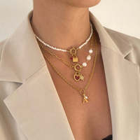 18K or bricolage basique en acier inoxydable chaîne en vrac Daquan soleil lune pendentif perle collier four vide bijoux résultats composants