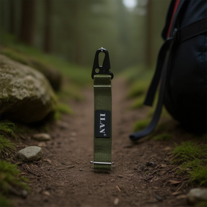 Portachiavi ILAN 18,5x2,5 cm in nylon verde militare con gancio in metallo per uso esterno - Product Image 2