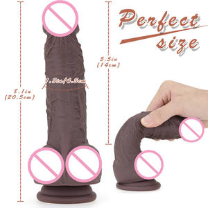 Dildo Realista de Silicona Marrón de 8 Pulgadas, Ultra Suave, para Adultos - Product Image 6