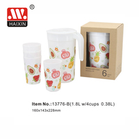 Ruimeixin-carafe à eau en plastique, grand capacité, avec couvercle, bouilloire à eau en plastique, avec jeu de gobelets