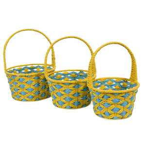 Cross-border handmade outdoor storage paper rope woven basket, custom rattan <b>Easter</b> <b>ornament</b> candy handbag flower basket - Product Image 2