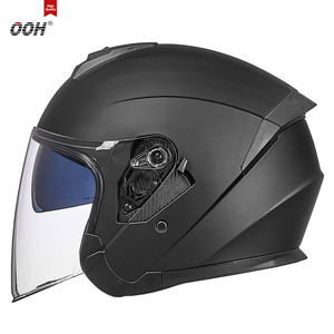 Casque de <span class=keywords><strong>moto</strong></span> ouvert certifié DOT, anti-buée, avec protection solaire, taille XL, double visière, double lentille, toutes saisons, ABS, nouveau casque avec haut-parleur, noir - Product Image 2