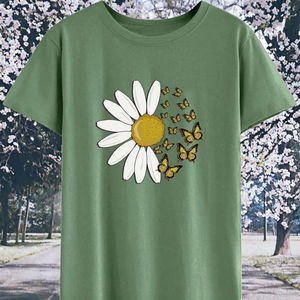 Camiseta de Mujer, Corte Ajustado, Casual, Manga Corta, Transpirable, Ecológica, Primavera-Verano, Personalizable con Impresión por Transferencia de Calor, Cuello Redondo, Color Sólido - Product Image 2