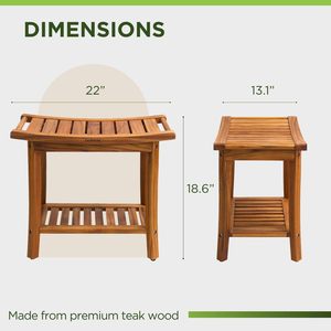 Tabouret de douche double couche en bois massif Zijia Heng 56x33.2x47.2cm avec étagère de rangement, siège de salle de bain - Product Image 4