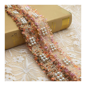 Fantaisie <span class=keywords><strong>femme</strong></span> décorative 3CM Vintage Nylon or perle perlée brodé dentelle ruban d'habillage pour coudre des vêtements - Product Image 5