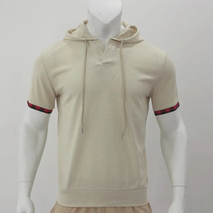 Camiseta de manga corta para hombre para deportes de ocio de verano con talla grande y Sudadera con capucha Waffle - Product Image 1