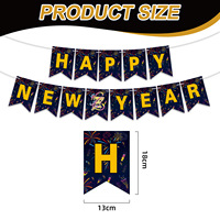 Guirlande de fanions en papier noir et or « Bonne Année » pour la fête du Nouvel An, décor de fond de scène, accessoires photo de vacances, vente en gros