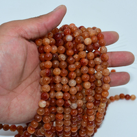 Vente en gros 8/10mm Orange naturel Dragon de feu veines Agate perles de pierres précieuses en vrac pour bijoux de bricolage