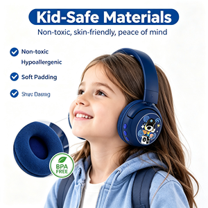 Casque Bluetooth pour enfants, bleu foncé, motif dessin animé, avec réduction de bruit ANC, stéréo, matériaux non toxiques et sécuritaires pour les enfants - Product Image 3
