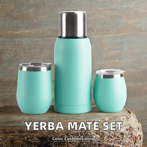 Juego de té de yerba mate de acero inoxidable de diseño clásico de 8oz y 12oz, botella termo de 25oz con Bombilla Straw Mate, tazas para uso en agua - Product Image 4
