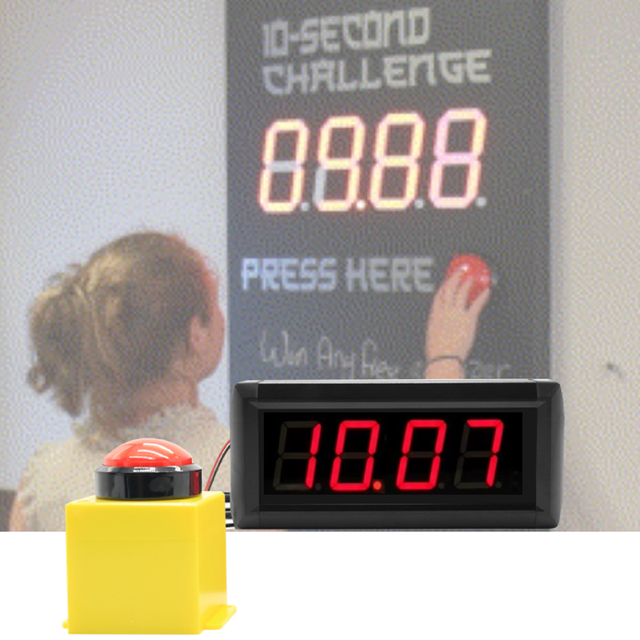 Portable 1.8 Inch Red Digit LED Digital 10 Seconds Challenge Game Timer Clock with Start Stop Button Remote to Switch Difficulty
