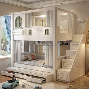 Hot Bán Bằng Gỗ Trẻ Em Giường Tầng Với Tủ Quần Áo Cầu Thang Và Trượt Thang Thiết Kế Mới Dễ Thương Lâu Đài Đường Ray Cao Công Chúa Trẻ Em Giường Đặt - Product Image 2