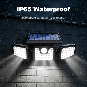 Lampe murale solaire intelligente d'extérieur 74 LED à 3 têtes avec détecteur de mouvement, projecteur de sécurité pour jardin, voiture et usage extérieur - Product Image 4