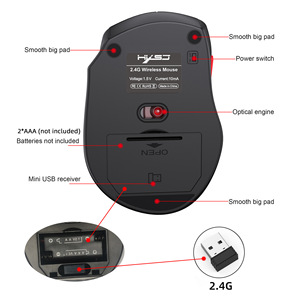 Nuovo Mouse Wireless USB Destro 2.4G con 6 Pulsanti, Audio e Impugnatura Ergonomica per Ufficio - Disponibile all'Ingrosso per il Commercio Transfrontaliero - Product Image 4