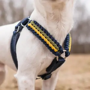 Комплект шлейки для собак, регулируемый нагрудный ремень из Паракорда, кожаная веревка для собак