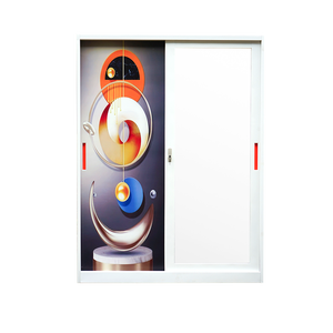 2024 modello di impronta Almirah metallo armadio moderno 2 porte scorrevoli in ferro camera da letto mobili acciaio armerie convertibili pieghevole - Product Image 1