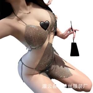 Sexy see-through lingerie dress for women, dazzling halter <b>top</b>, perfect for nightclub girls, hot and alluring uniforms. - Product Image 5
