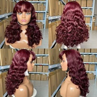Peluca de Cabello Humano Ondulado Suelto y Elástico con Línea de Cabello Natural, 16A SDD, 22 Pulgadas, 5x5, con Encaje Frontal, Color 99J Marrón con Reflejos