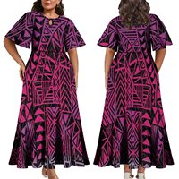 Nouvelle arrivée été 2024, robe longue à manches courtes plissée pour femmes, robe polynésienne personnalisée, robes pour femmes grandes tailles, Vestidos